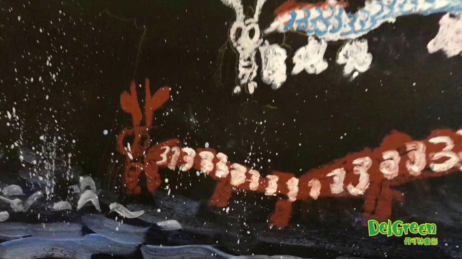 优秀儿童油画棒作品，用油画棒重温儿时经典的哪吒闹海(7)